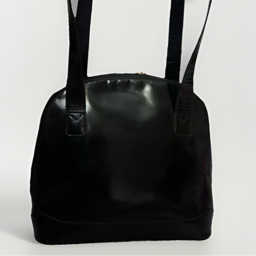 Gucci Vintage Black Patent Leather Shoulder Bag with Bamboo Accents - Picture 5 of 12